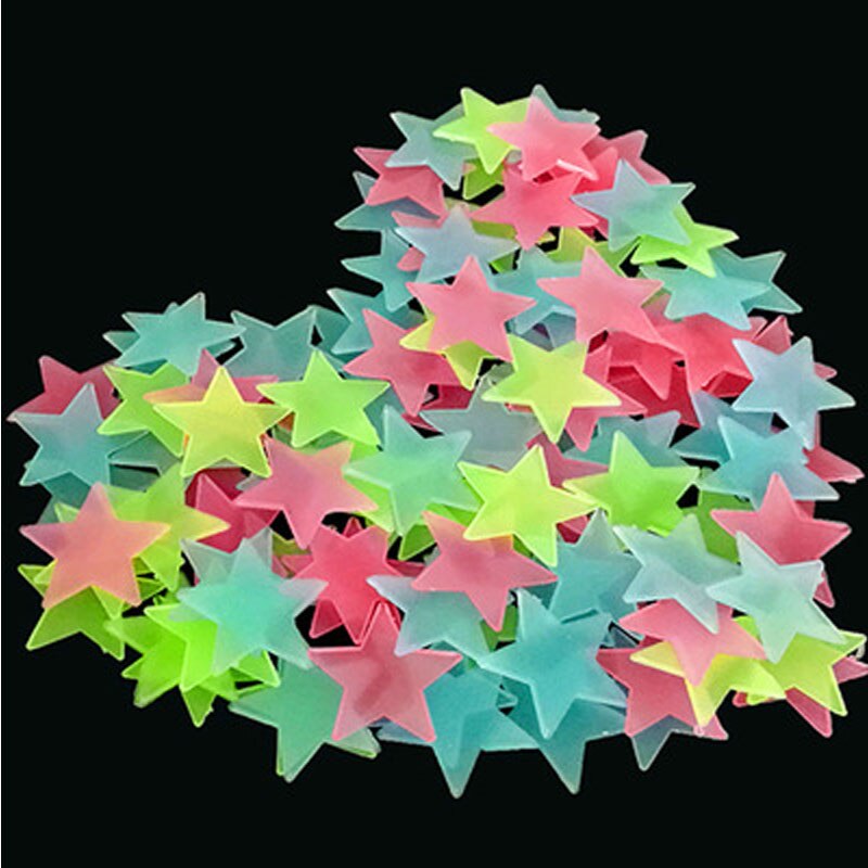 100PC Kids Bedroom Fluorescent Glow In The Dark 3D Star Glow Wall Stickers Stars Luminous Flashing sticker toys for Children