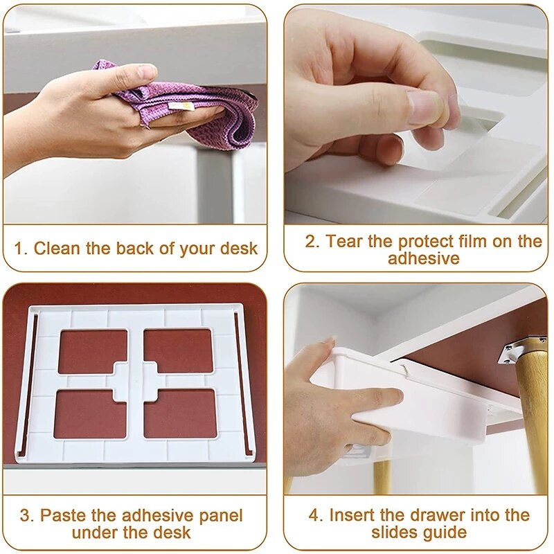 Unter Schreibtisch Schublade Selbstklebende Bleistift Tablett Messer Gabel Löffel Besteck Organizer Machen hoch Lagerung Kasten Büro Schreibwaren Veranstalter