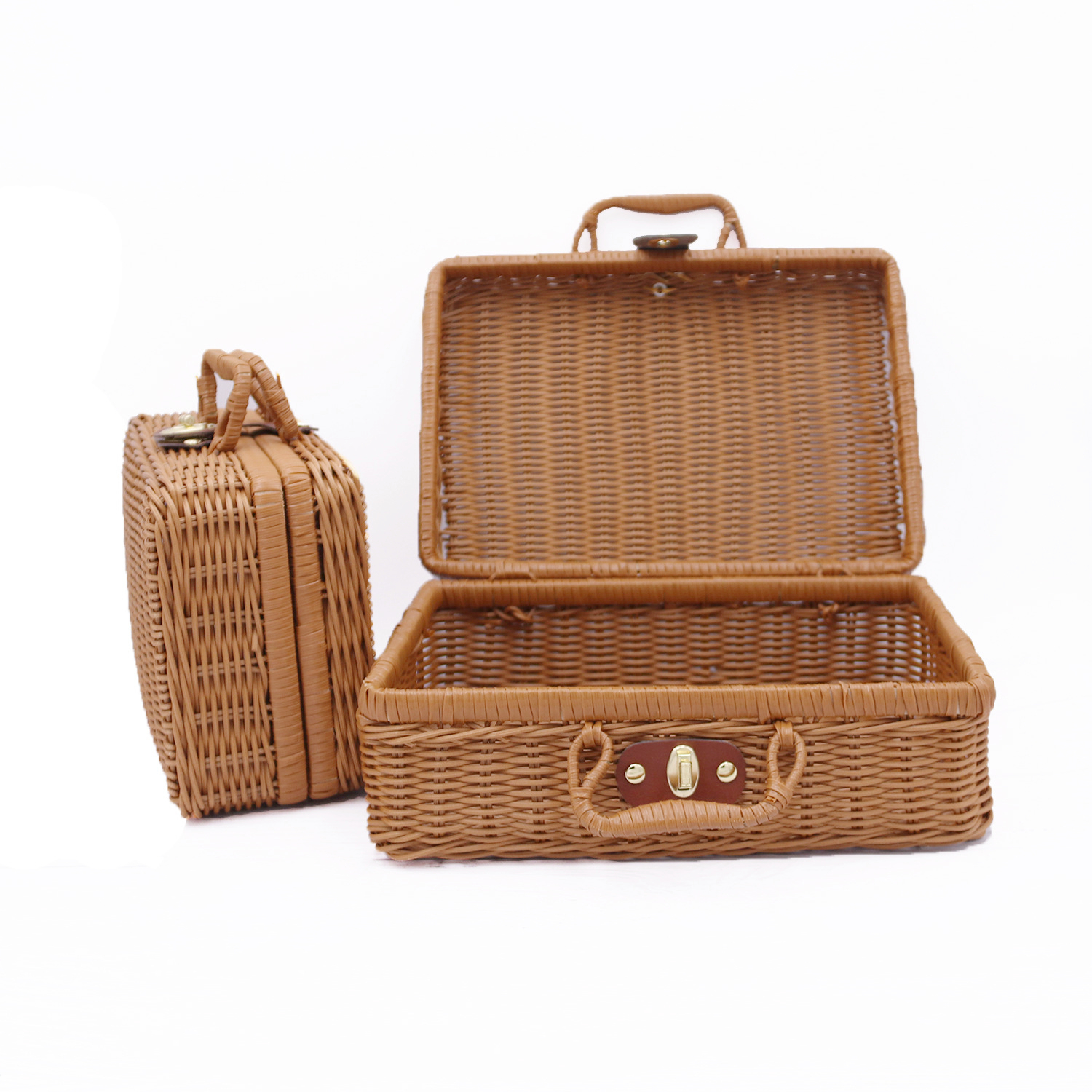 Vintage Draagbare Handgemaakte Rieten Rotan Geweven Mand Make Organizer Picknick Bagage Opslag Mand Custom-Made Hand Cadeau Mand