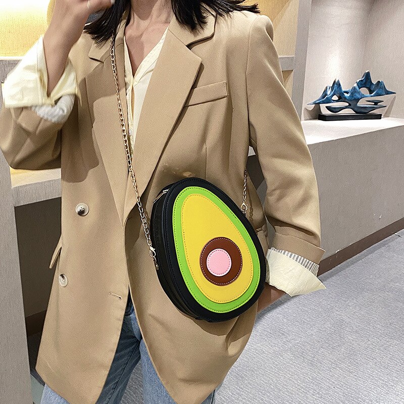 Fun Avocado Pu Leather Crossbody Bag Shoulder Chain Bag Women Purses and Handbags Girl's Clutch Bag Trend