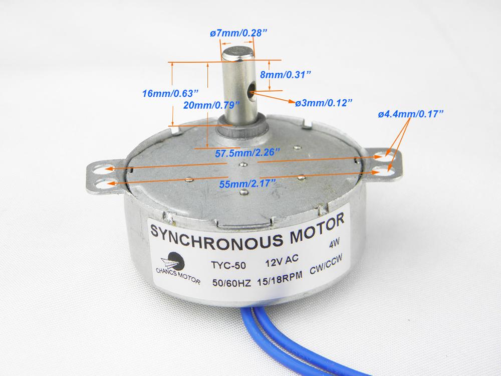 CHANCS 2PCS Synchronous Motor TYC-50 12V DC 15-18RPM CW/CCW Slow Speed Electric Motor for Electric Fireplace