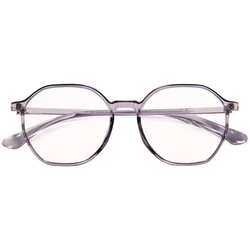 Gafas con montura poligonal de , gafas para miopía, gafas para miopía para hombres y mujeres, gafas antiluz azul con dioptrías menos-1,0: Morado / +400