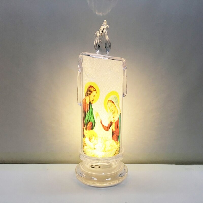 Jezus Maagd Christus Kaars Lamp Romantische Theelichtje Elektronische Vlamloze Led Licht
