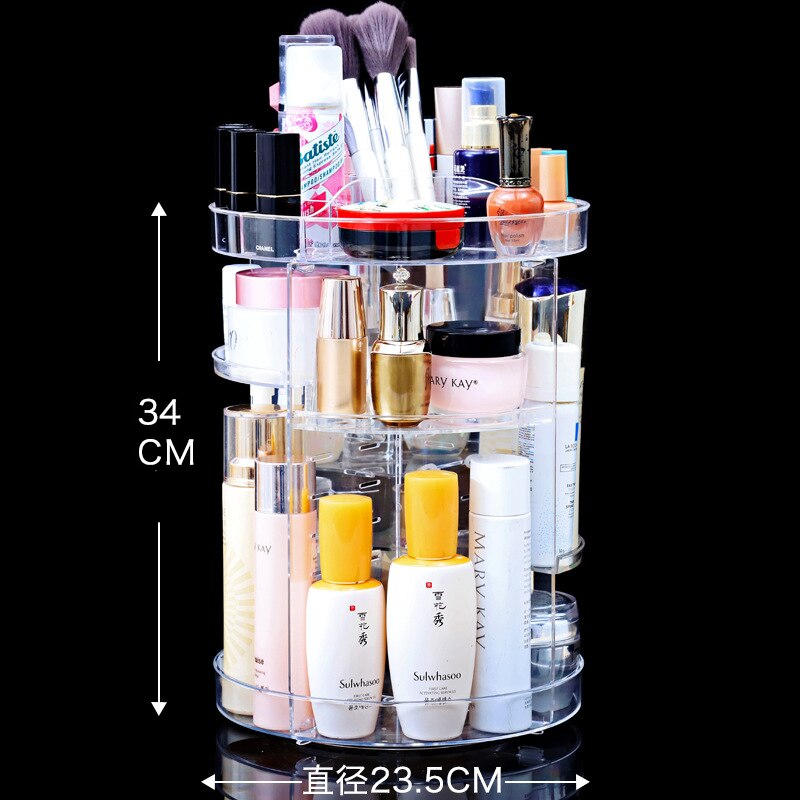 360 Degree Rotation Make Up Organizer Box Cosmetic Organizer Transparent Spin Multi-Function Detachable Acrylic