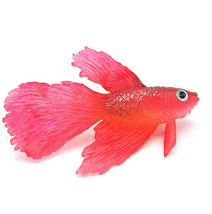 Aquarium Decoration Silicone Artificial Goldfish Floating Betta With Sucker Cup Fluorescent Fish Tank Ornament Landscaping: Red