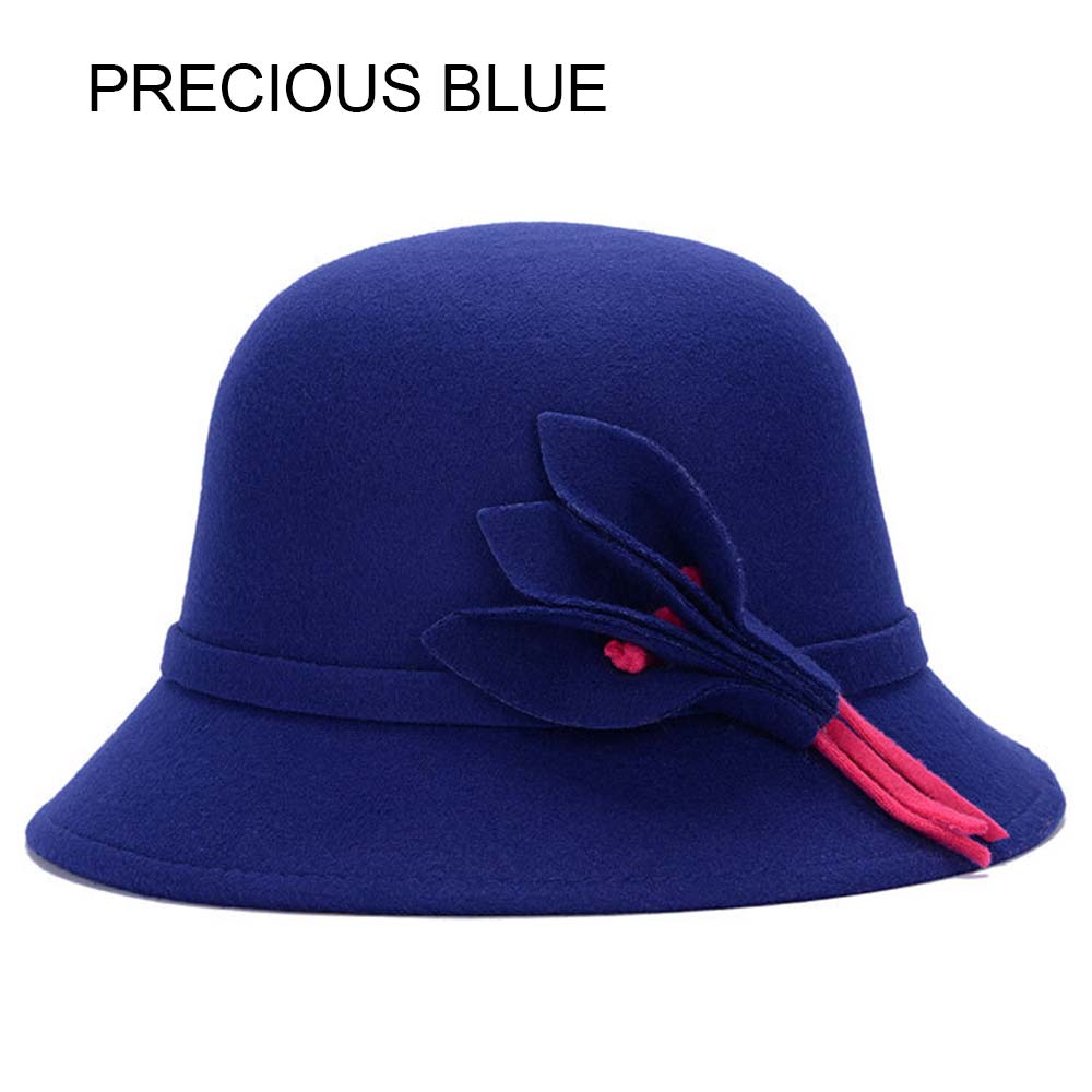 Sombrero redondo de flores de lino para mujer, sombrero redondo Billycock, Retro Vintage, Bowler, gorras de princesa, sombrero gorra de Jazz para mujer: blue