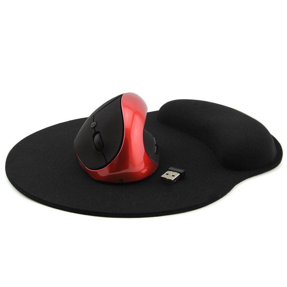 CHYI Ergonomische Vertikale Drahtlose Maus Wiederaufladbare Optical Gaming Mäuse 1600DPI Computer Maus Mit Maus Pad Für Laptop: Red Mouse And Pad