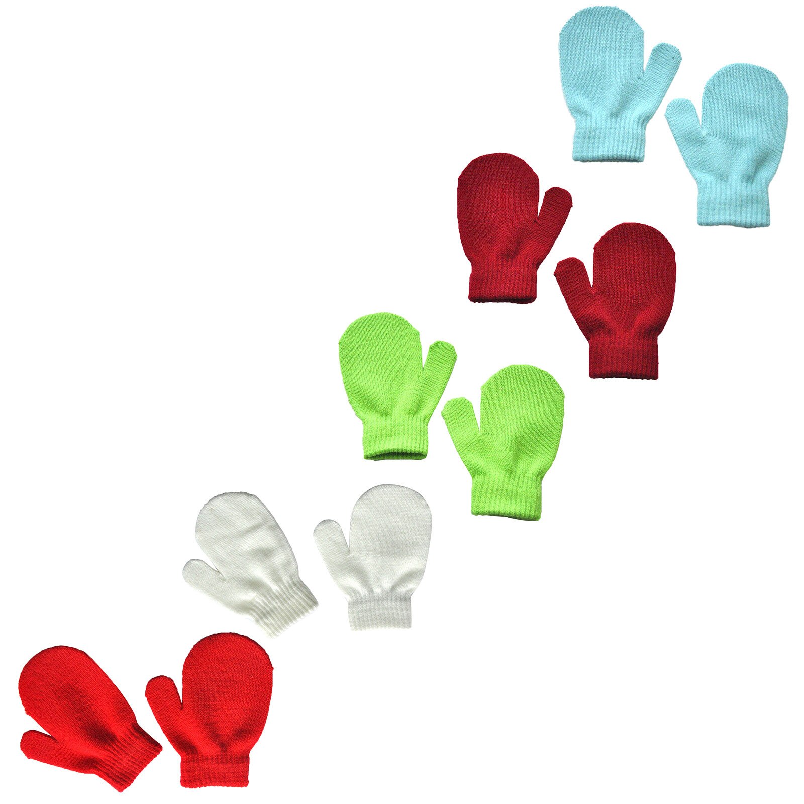5Paare Winter Baby freundlicher Warme Gestrickte Handschuhe Dicke Feste Farbe Nicht-Unterhose Touchscreen Volle Finger Handschuhe Für kleinkind freundlicher Jungen Mädchen