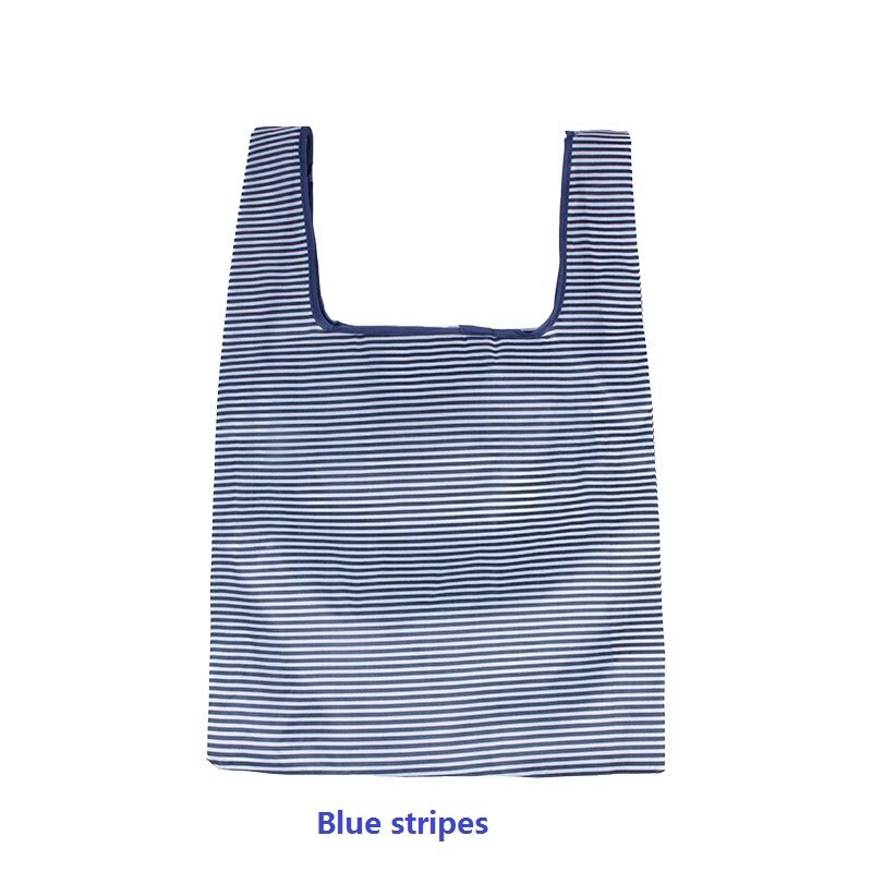 3pcs Oxford Cloth Shopping Bag Eco-friendly Folding Reusable Portable Shoulder Handbag For Travel Grocery Bags: Blue stripes