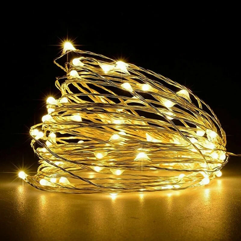 Guirnaldas de luces LED con botón de cadena, luz con batería, decoración del hogar, sala de estar, dormitorio, jardín, Navidad, boda, adorno de Año: Rojo / 13 W