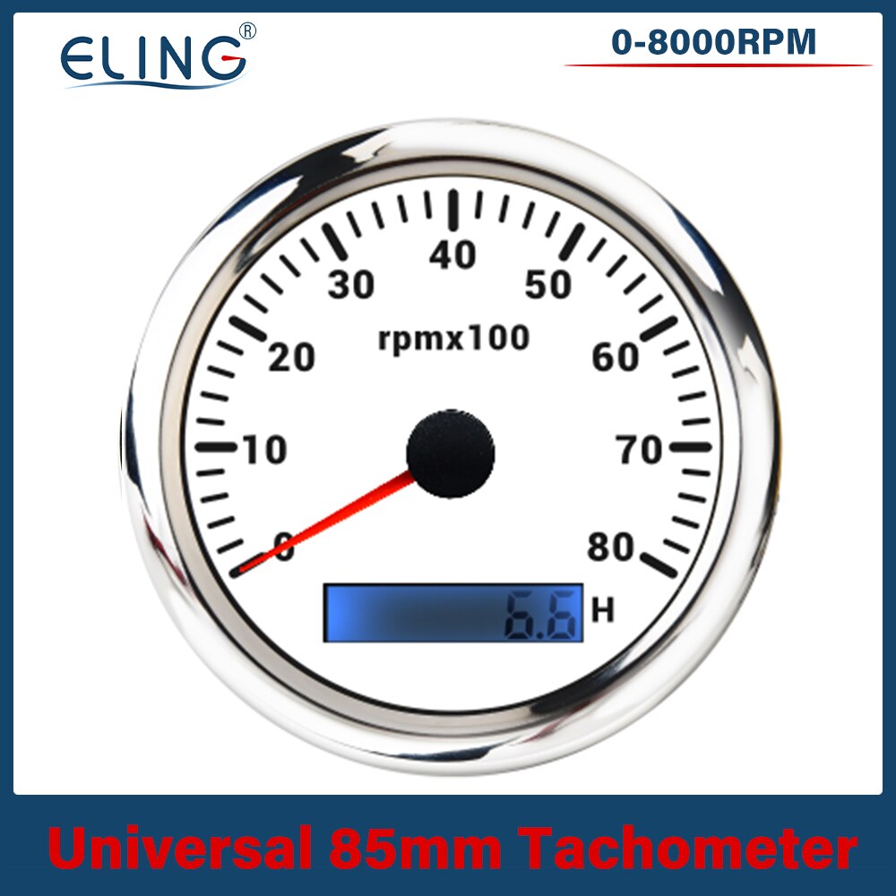 ELING 85mm Tachometer 0-3000 RPM 0-4000 RPM 0-6000 RPM 0- 7000 RPM 0-8000RPM LCD Stunde Meter Mit 7 Farben Hintergrundbeleuchtung Für Auto Stiefel: 8KWS