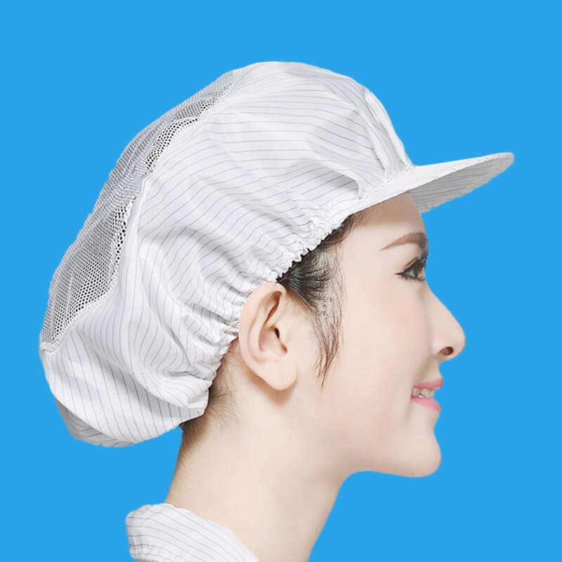 , tapas de malla para mujer, gorros de Cocina, Restaurante, panadería, camarero cocinero, gorros transpirables de fábrica, gorras de taller antiestáticas: Blanco