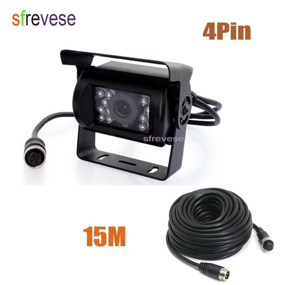 9" TFT LCD Rear View Monitor + Waterproof 4Pin 18 LED Reversing Parking Backup Camera Kit Free 20M cable for Bus Truck Motorhome: Camera 15m cable