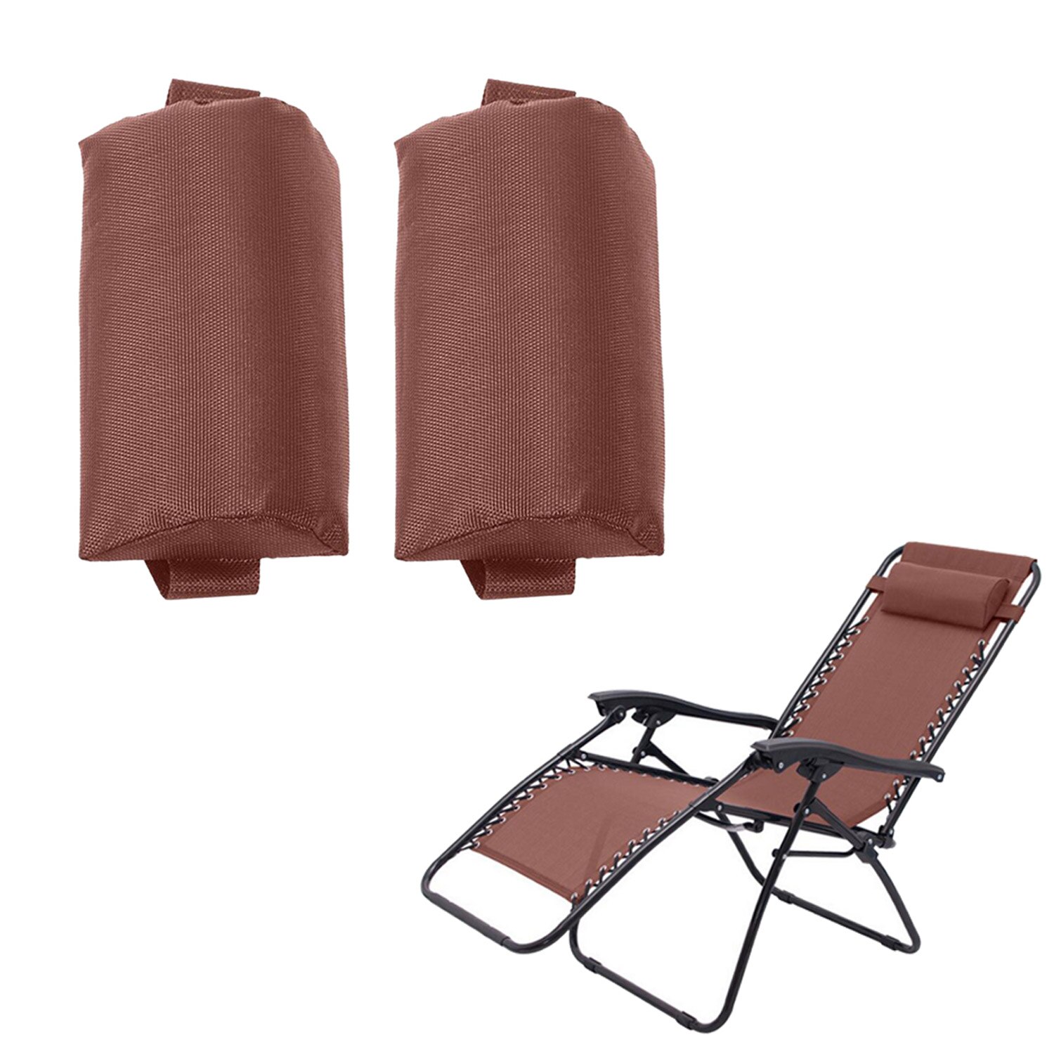 2 stk universal udendørs foldbar loungestol pude hovedstøtte nakkestøtte hovedpude til udendørs picnics i baghaven strand pool have: Brun