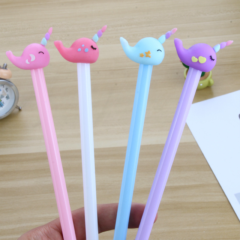24 Stuks Creatieve Cartoon Narwal Zwarte Gel Pen Student Leren Briefpapier Kawaii Schoolbenodigdheden Materiais Escolares