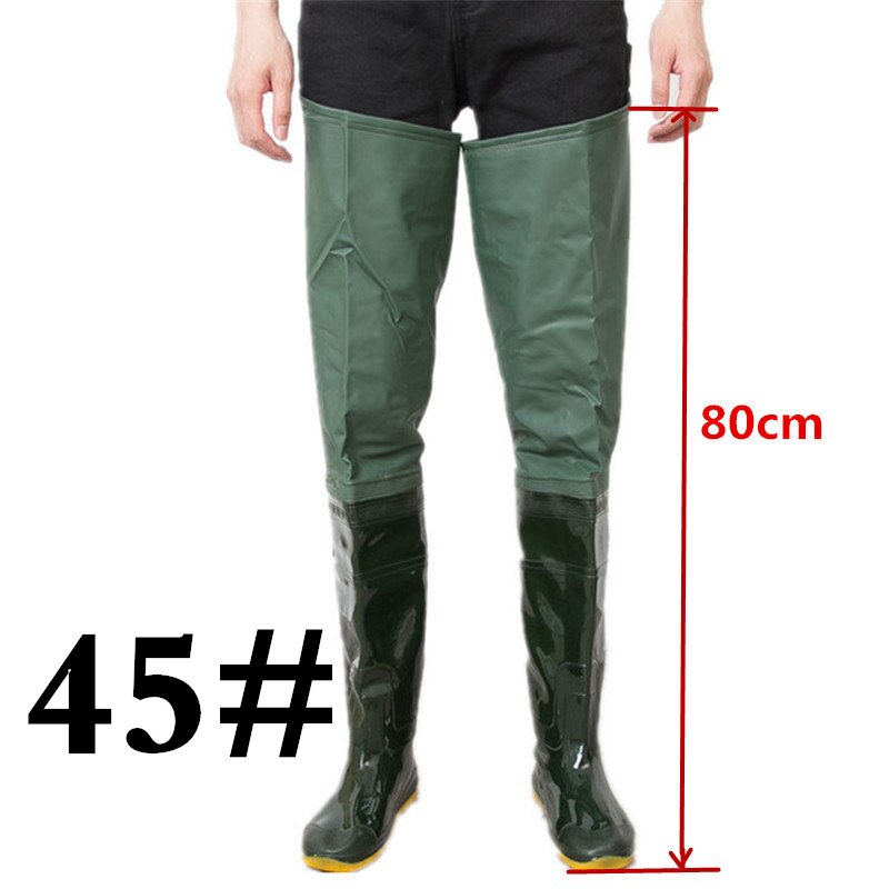 Korkeushyppy unisex 80cm korkeus kalastus kahluuhousu saappaat pvc materiaali pehmeä pohja kalastus kahluu monikäyttöinen oxota kalastus kahluu saappaat: 45