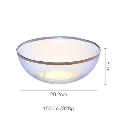 Colorful glass tableware plate Dessert salad bowl Western dish dinner tray fruit plate dinnerware sets plate: 1500ml bowl