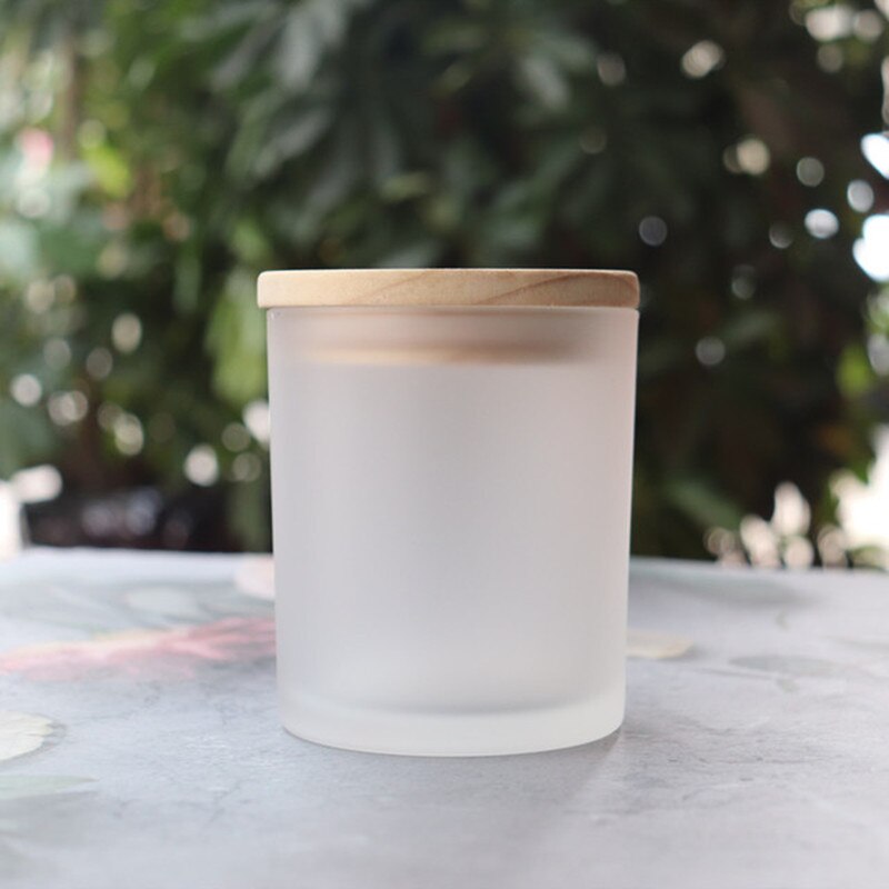 Matte Frosted Glass Jar Handmade DIY Aromatherapy Sented Candle Empty Glass Container Candle Jar Essential Oil Bottle with Lid: white