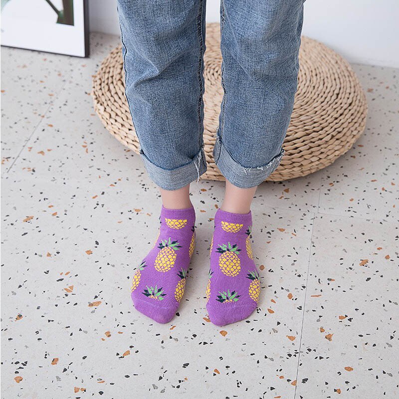Chaussettes pour femmes Omelette Burger Sushi pomme plante fruits nourriture courte drôle coton chaussettes unisexe heureux chaussettes bateau chaussettes cheville