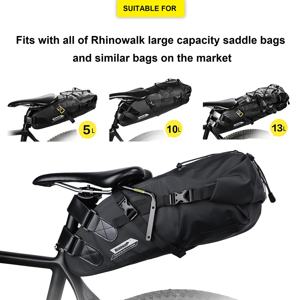 Rhinowalk sykkeltaske bagtail sete salveske brakett stativ 5l-13l bærbar brakett bagasjeholder sykkeltilbehør