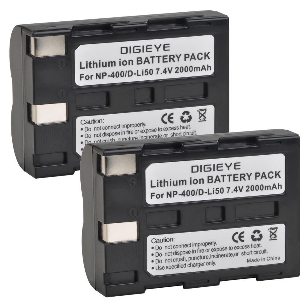 2000mAh NP-400 NP400 D-LI50 DLI50 Battery for Pentax K10D K20D, Konica Minolta DiMAGE A1, A2, Dynax 5D, 7D, Maxxum 5D, 7D: 2 battery