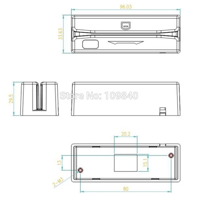 USB interface 2 in 1 hico en loco magneetstrip kaartlezer en RFID kaartlezer/schrijver ISO7810, ISO14443A