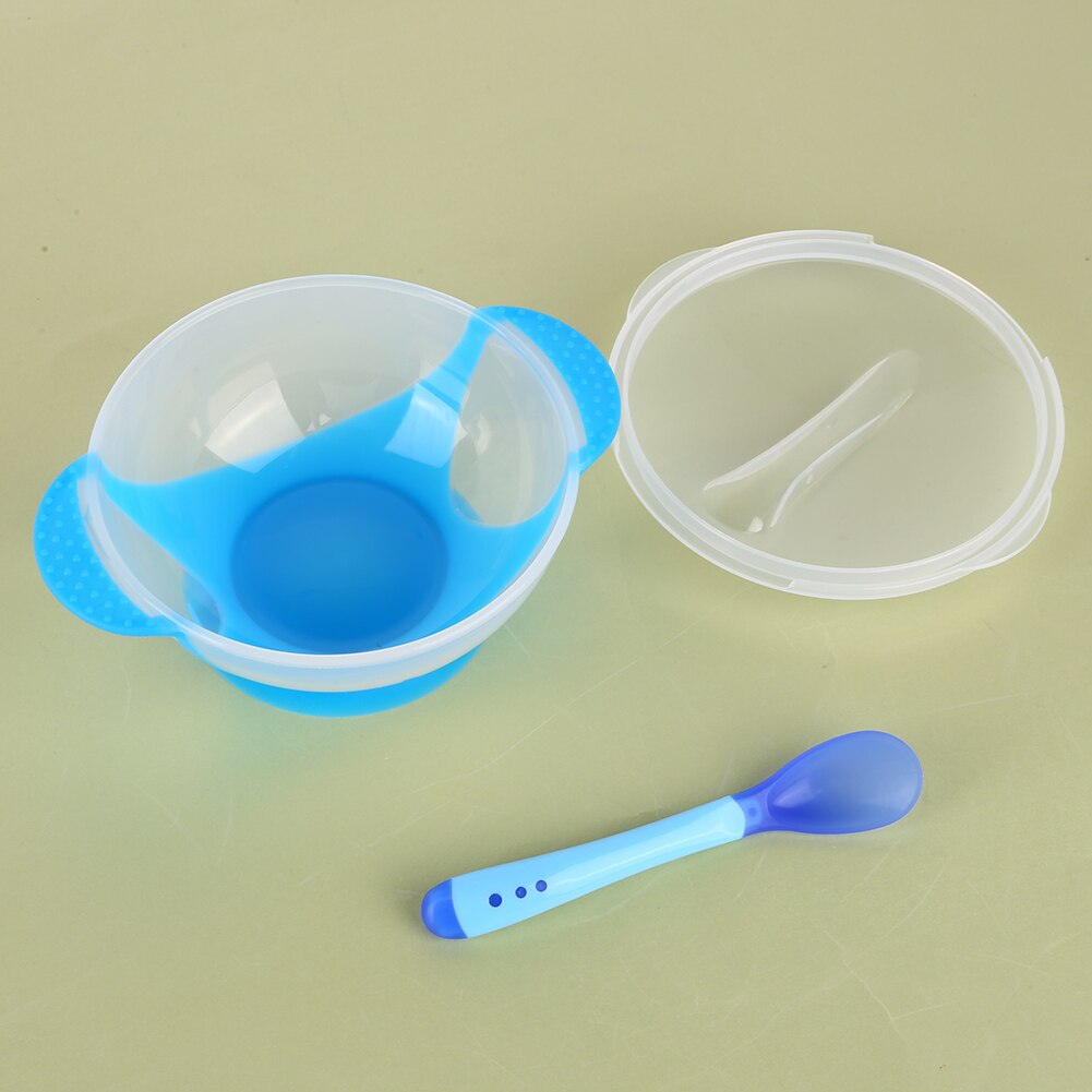 Baby Tableware Dinnerware Suction Bowl with Temperature Sensing Spoon baby food toddler boy girl dinner Feeding Bowls dishes