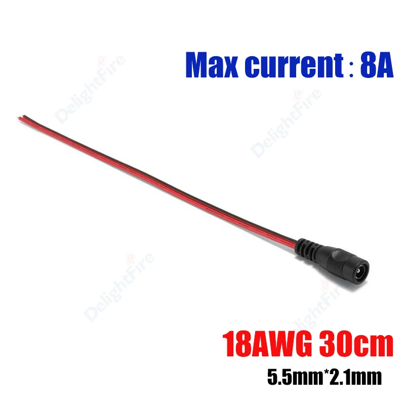 Cable de alimentación CC pelado 22 20 18 AWG macho hembra 12V adaptador conector Pigtail de repuesto para altavoz tira LED cámara CCTV