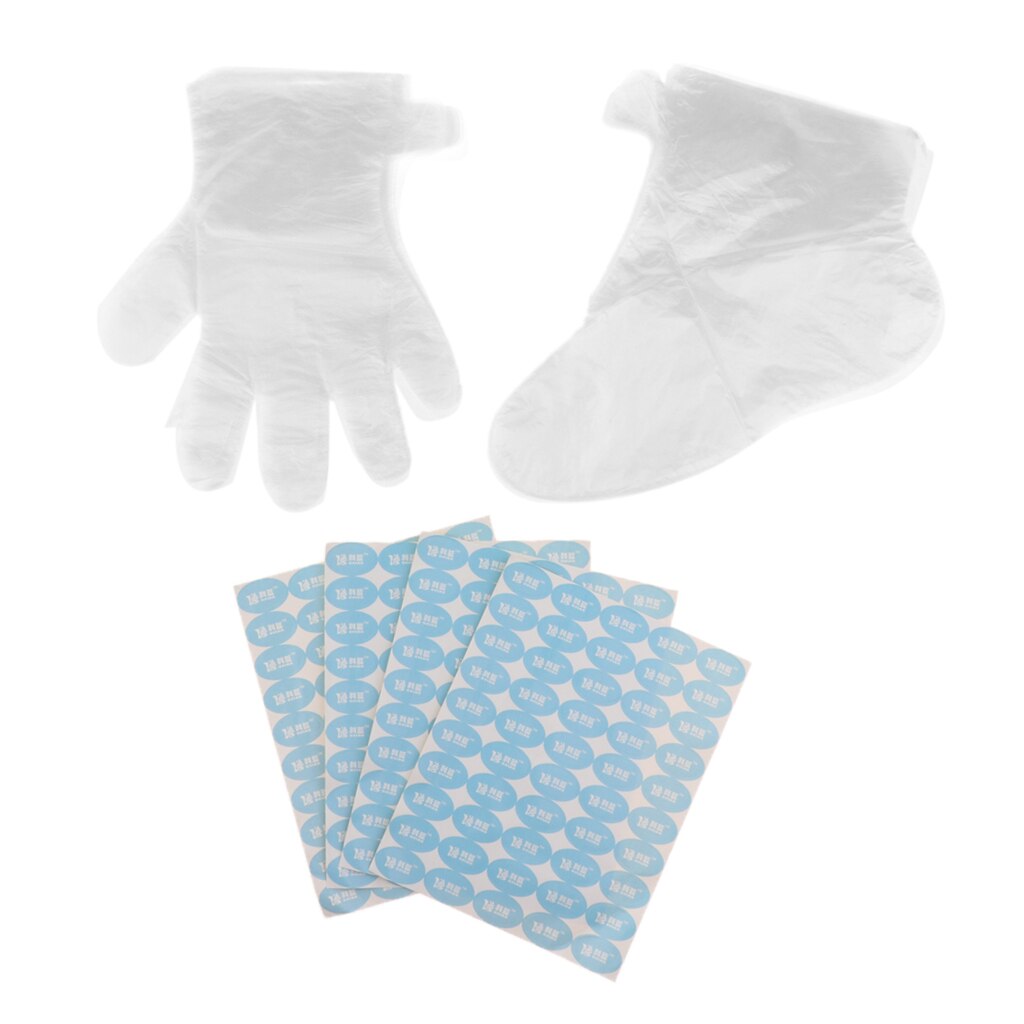 Wegwerp Paraffine Liners Voor Handen Voeten, 200Pcs Plastic Bad Mitt Sokken Handschoenen Met Stickers, voor Vrouwen Mannen