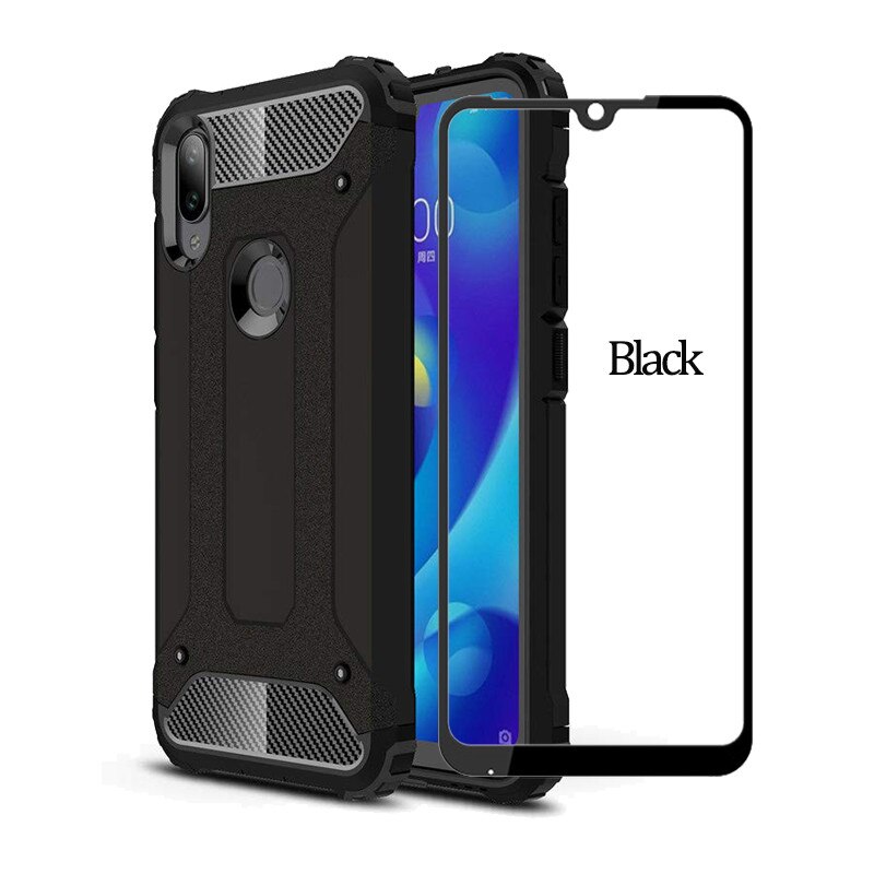 Originele Armor telefoonhoesjes Xiaomi mi play miA3 case zachte siliconen BUMPER Anti-Shock Case cover Xiaomi mi A3 hoesjes Xiaomi mi play telefoon hoesjes Xiaomi Mi A3 Case: Xiaomi Mi A3 / Black Case and Glass