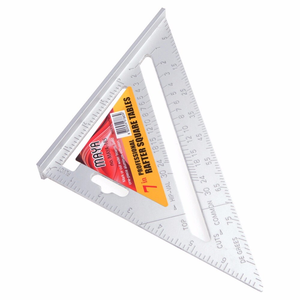 7" Square Carpenter's Measuring Ruler Layout Tool Triangle Angle Protractor