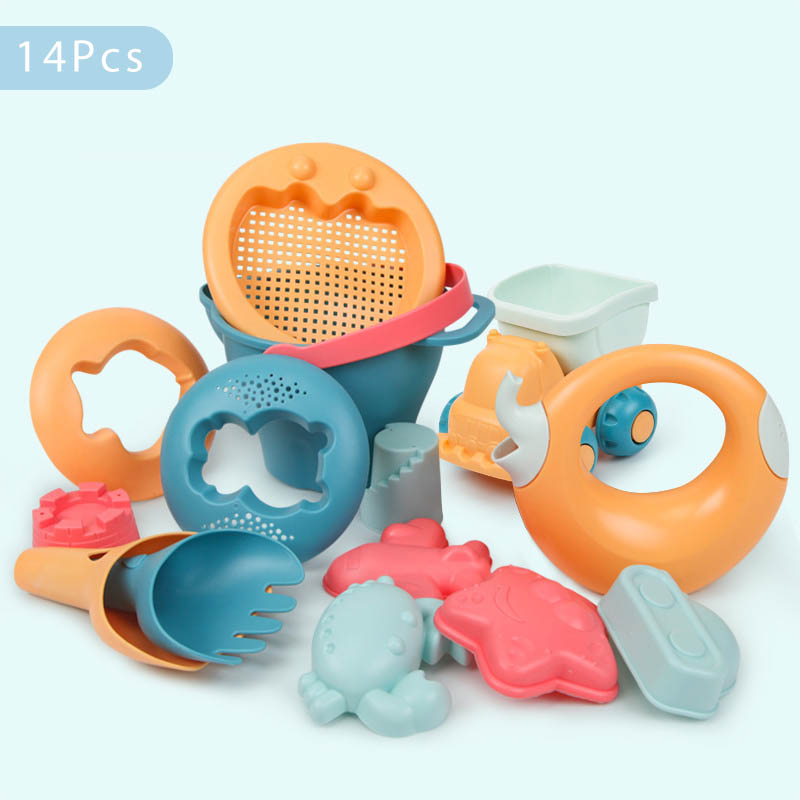 Beiens Strand Spielzeug für freundlicher 5-14 stücke Baby Strand Spiel Spielzeug freundlicher Sandkasten einstellen Bausatz Sommer Spielzeug für Strand Spielen Sand Wasser Spielen Warenkorb: 14Stck