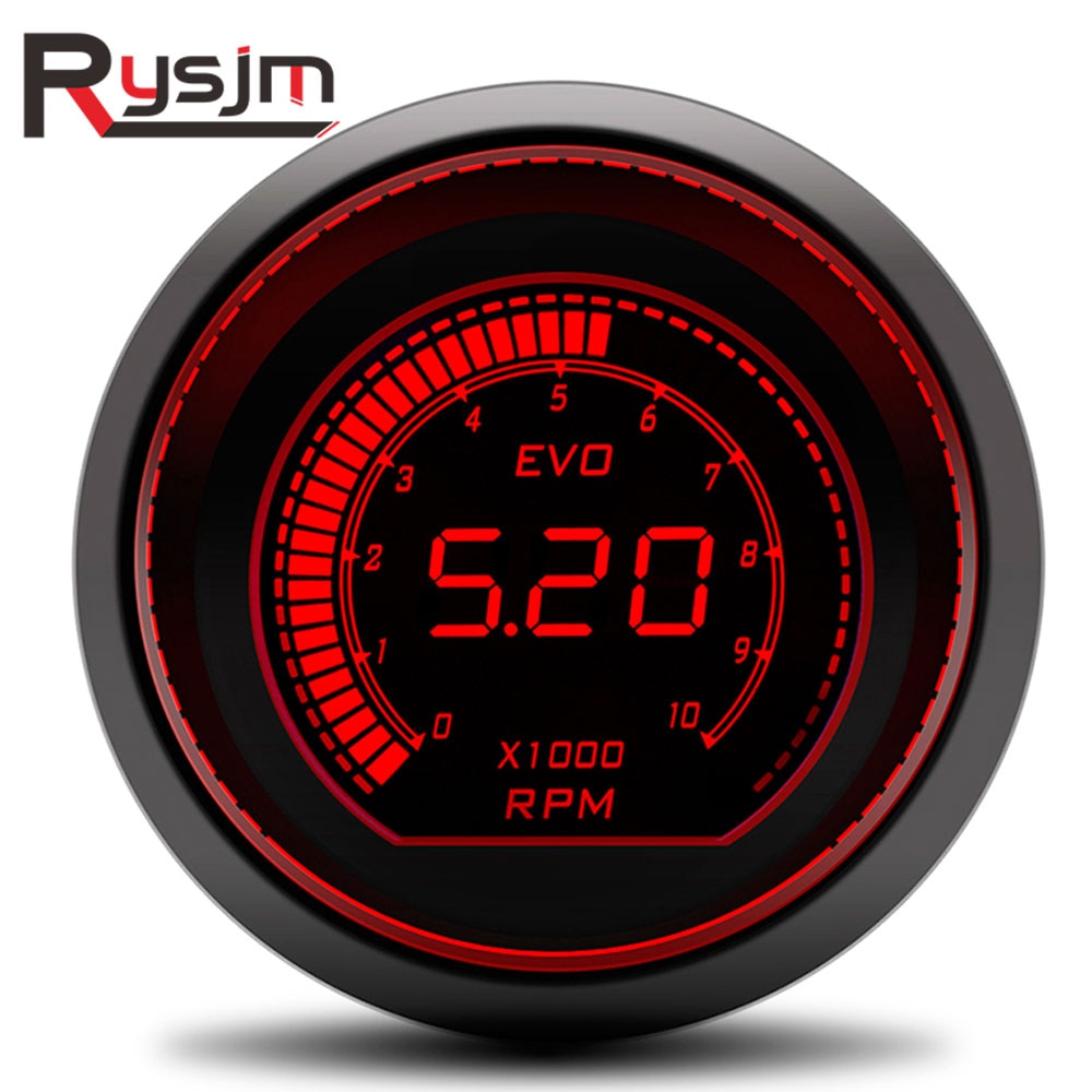 HD 2inch 52mm Car Tacho tachometer digital RPM Gauge 12V Red Blue Led Car gauges LCD LED Display 0~10000 rpm meter motorcycle