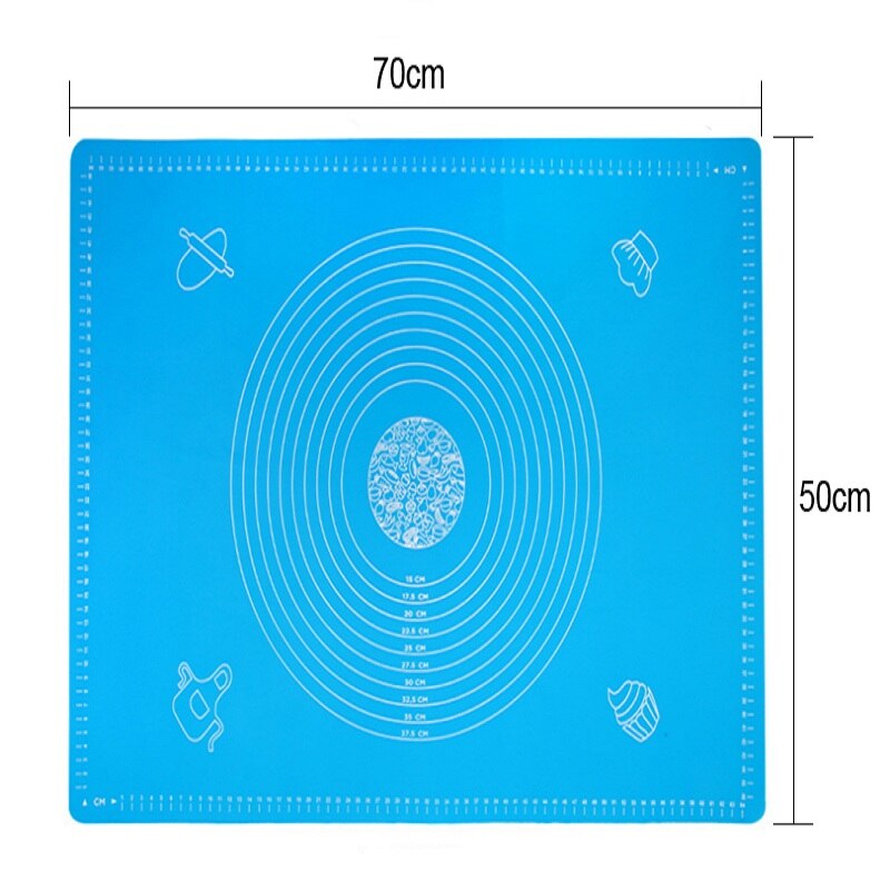 Oversized Siliconen Non-stick Kneden Deeg Maken Gebak Antislip Mat Met Schaal Siliconen Snijplank Keuken Tool: Blue-L