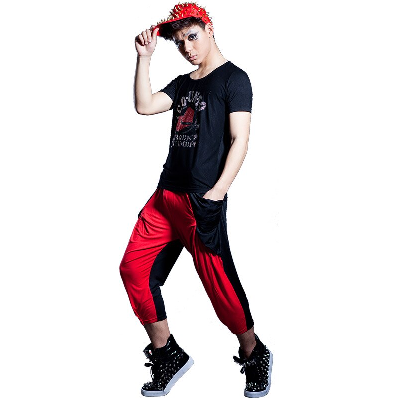 Stage Kostuum Mannen Casual Broek Hit Kleur Stiksels Mannelijke Harembroek Voeten Broek Nachtclub Bar Dj Ds Danser Rave dragen DNV12408