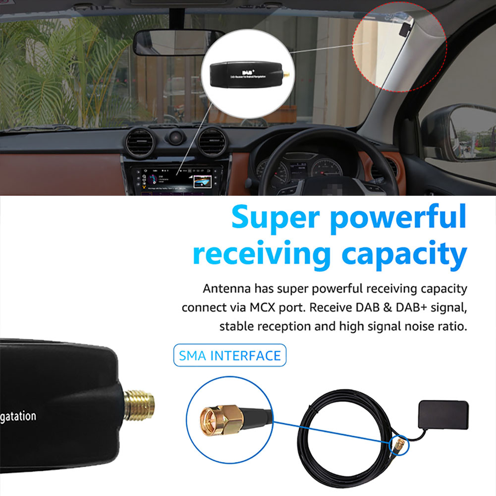 DAB+ Box Radio Receiver Adapter Car DAB+ Digital Radio Box Antenna Aerial USB Interface for Android 5.1 and Above Car Radio
