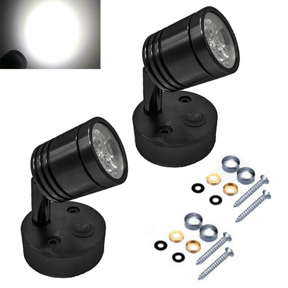 2x spots led pour liseuse, interrupteur, camping-car, caravane, bateau 12v camping-car, flexible