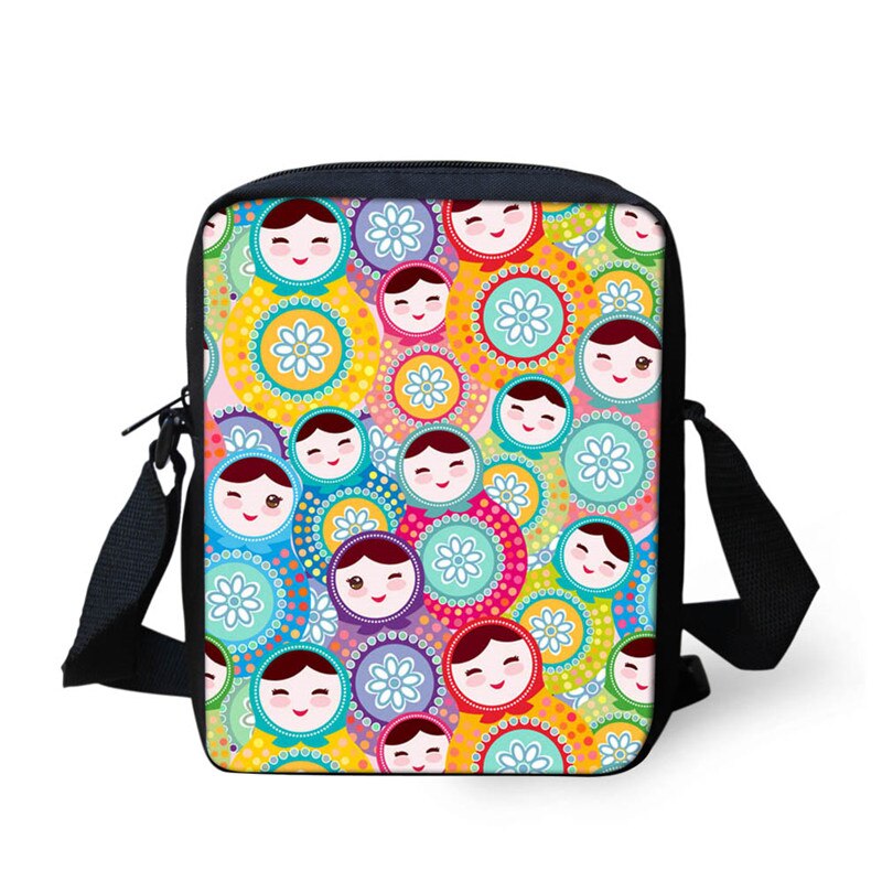 FORUDESIGNS Mini mochilas escolares para niños Matryoshka estampado bolsos cruzados del hombro del cuerpo para niños muñeca rusa niños pequeños niñas mochila escolar: L2552E