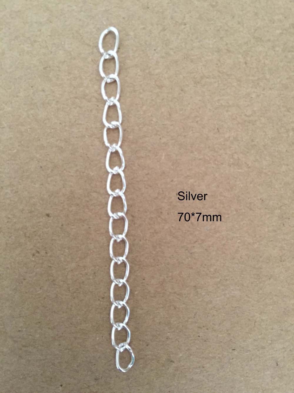 100 sztuk/partia naszyjnik łańcuch przedłużający luzem bransoletka rozszerzone łańcuchy ogon Extender dla DIY komponenty do wyrobu biżuterii: Silver70x7mm