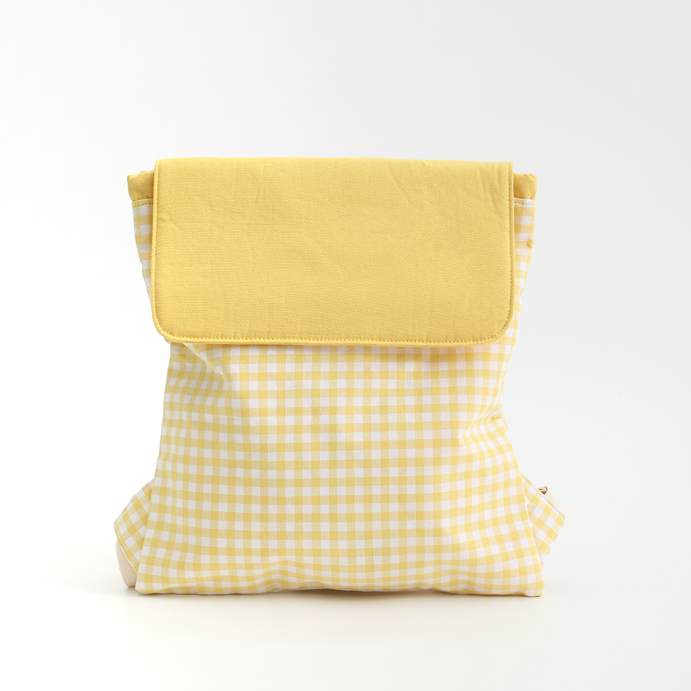 Plaid Backpack For Girls Drawstring Students Canvas Travel Schoolbag Laptop Bookbag: Yellow