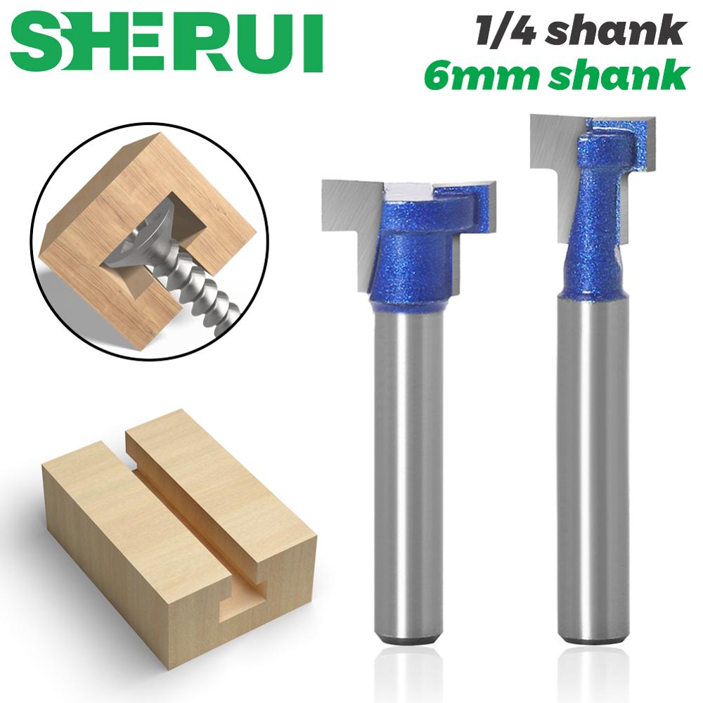 1pc 6mm 1/4 polegadas shank t-slot cortador roteador bit conjunto buraco chave bits hex parafuso t entalho fresa para madeira ferramenta para trabalhar madeira