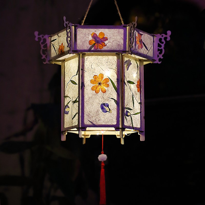 Lantern Festival Festive Lantern Flowers and Plants Paper Lamp DIY Handmade Material Package Ancient Style Festive Lantern Hanf
