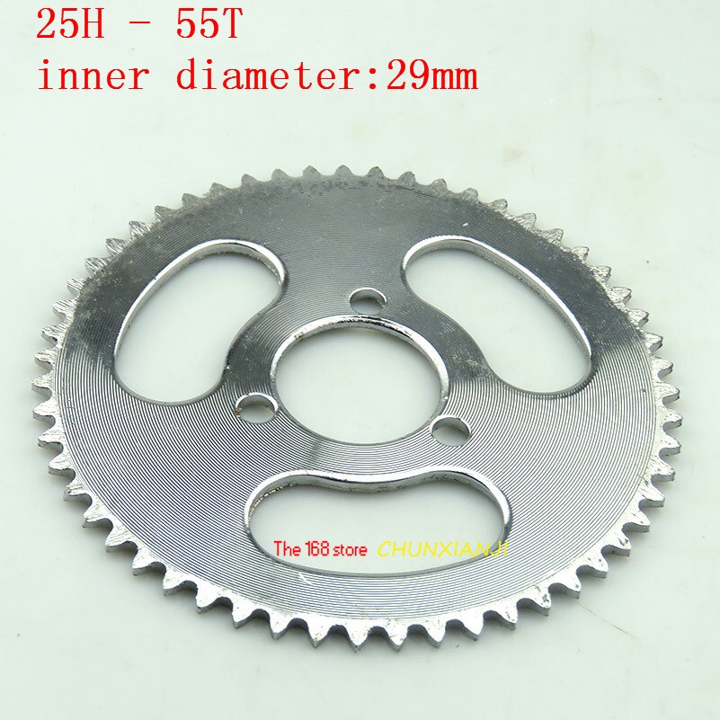 Super Rear Sprocket 25H 55T 29mm 55 Tooth Silver For 47cc 49cc Pocket Bike Mini ATV Moped Scooters Pit Dirt Motard and Bike