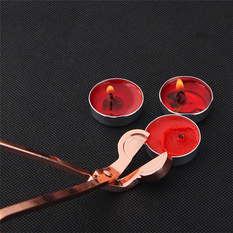 Stainless Steel Candle Wick Trimmer Oil Lamp Trim Scissor Cutter Tool Hook Clipper Rose Gold Round Head Candle Scissors