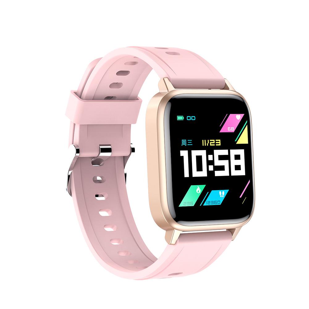 Smart Watch Men Women Sport Heart Rate Blood Pressure Real-time Temperature Health Monitoring Smartwatch For IOS Android: Pink
