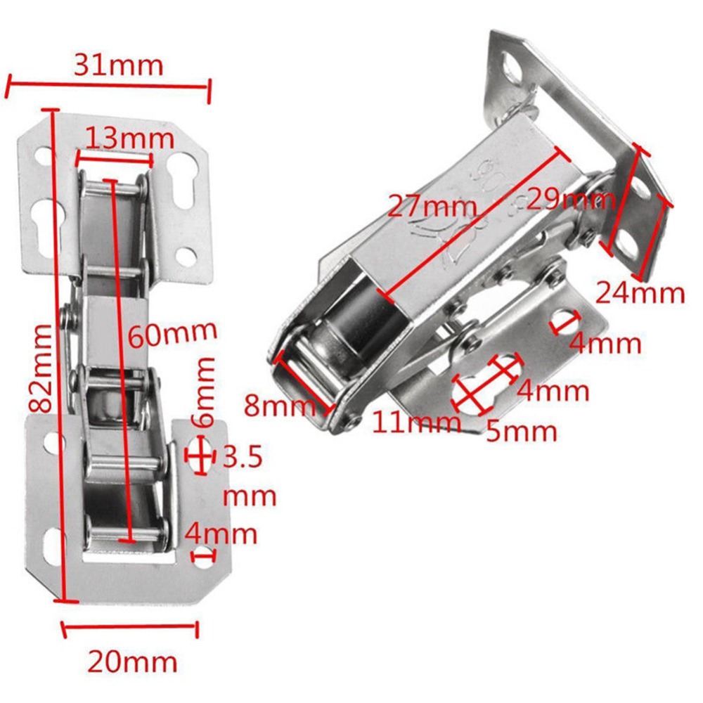 90 Degree Cabinet Hinges 3 Inch No-Drilling Hole Bridge Shaped Spring Hinge Cupboard Door Hardware With Screw#288741