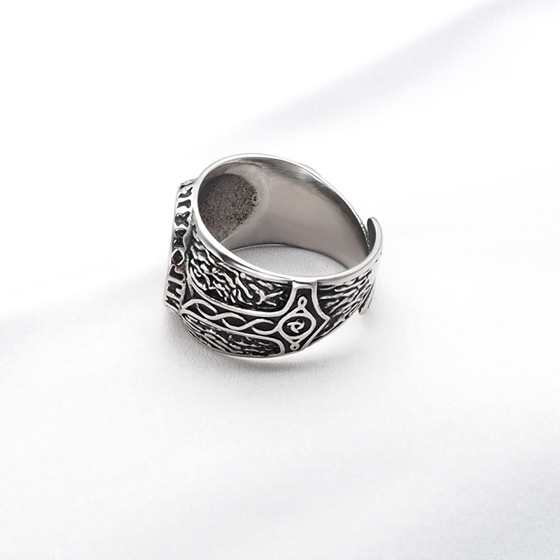 316L Rvs Roer Van Ontzag Runen Ring Viking Talisman Scandinavische Amulet Sieraden