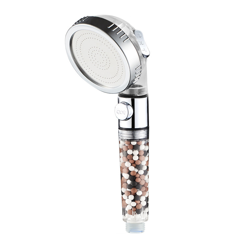 High Pressure Shower Head 3 Modes Adjustable SPA Replaceable Filter Shower Water Saving with Switch Button Shower