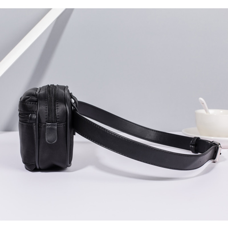 Annmouler Women Fanny Packs Nylon Waist Bag Black Zipper Chest Bag for Girl Phone Pouch Adjustable Belt Bag
