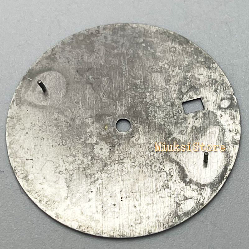 33.8Mm Zilver Kleur Horloge Onderdelen Steriele Sunburst Steel Wijzerplaat Fit NH35 Uurwerk Gezicht Groene Lichtgevende Marks Datum Venster